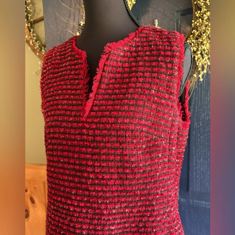 Ann Taylor Textured Red Midi Dress - Picture 2 of 15
